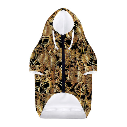 Steampunk Clock Gears Print Dog Zip Up Hoodie