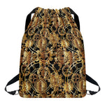 Steampunk Clock Gears Print Drawstring Backpack