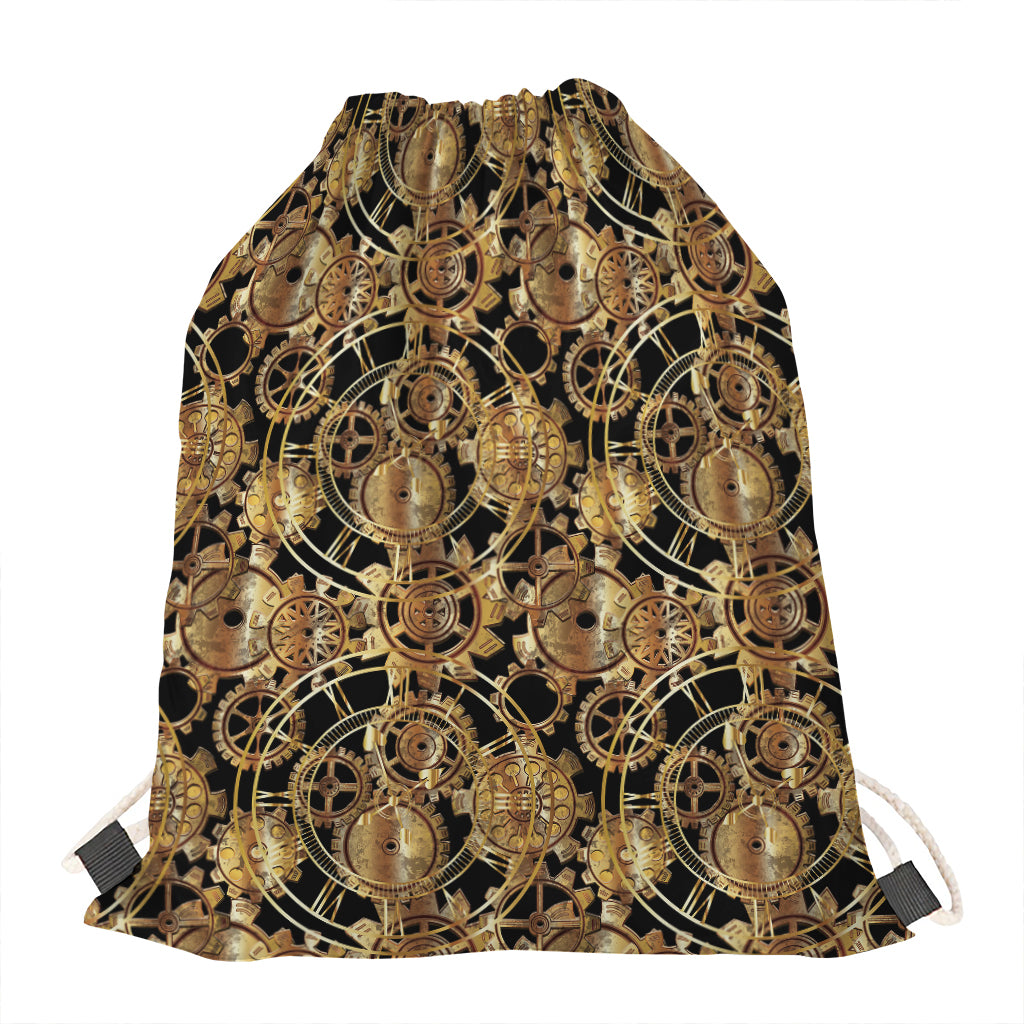 Steampunk Clock Gears Print Drawstring Bag