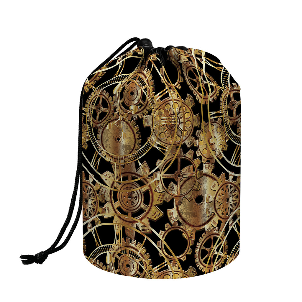 Steampunk Clock Gears Print Drawstring Makeup Bag