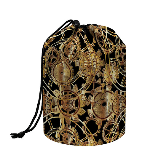 Steampunk Clock Gears Print Drawstring Makeup Bag