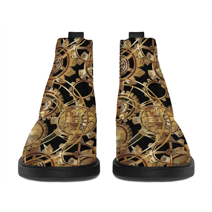 Steampunk Clock Gears Print Flat Ankle Boots