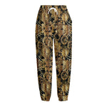 Steampunk Clock Gears Print Fleece Lined Knit Pants
