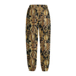 Steampunk Clock Gears Print Fleece Lined Knit Pants