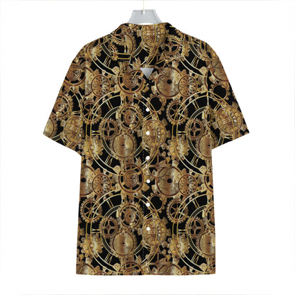 Steampunk Clock Gears Print Hawaiian Shirt