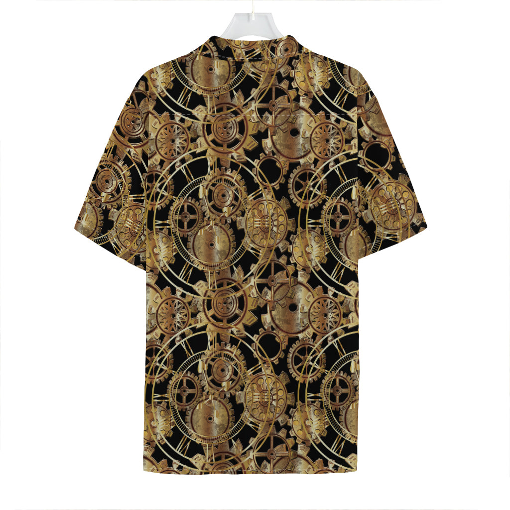 Steampunk Clock Gears Print Hawaiian Shirt