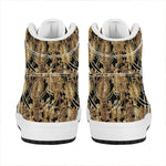 Steampunk Clock Gears Print High Top Leather Sneakers