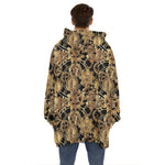 Steampunk Clock Gears Print Hoodie Blanket