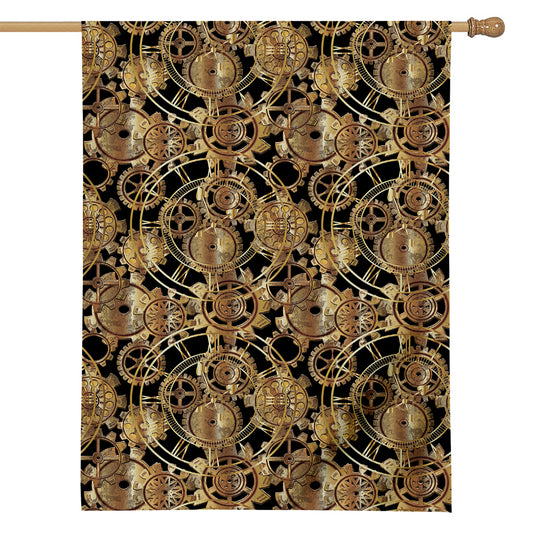 Steampunk Clock Gears Print House Flag