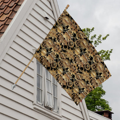 Steampunk Clock Gears Print House Flag