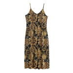 Steampunk Clock Gears Print Jersey Midi Cami Dress