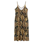 Steampunk Clock Gears Print Jersey Midi Cami Dress