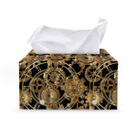 Steampunk Clock Gears Print Leather Tissue Box Cover