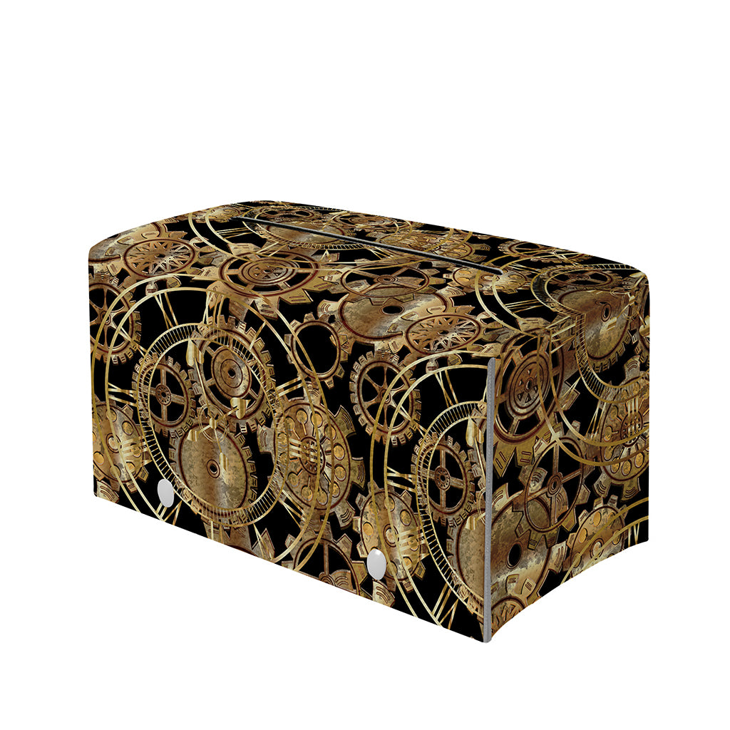 Steampunk Clock Gears Print Leather Tissue Box Cover