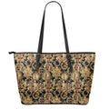 Steampunk Clock Gears Print Leather Tote Bag With Zipper