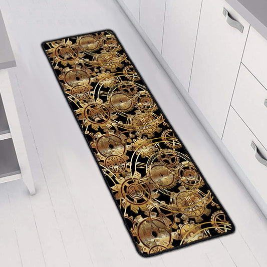 Steampunk Clock Gears Print Long Kitchen Mat