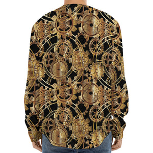 Steampunk Clock Gears Print Long Sleeve Baseball Jersey