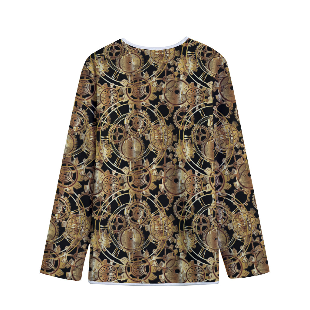 Steampunk Clock Gears Print Long Sleeve Short Coat