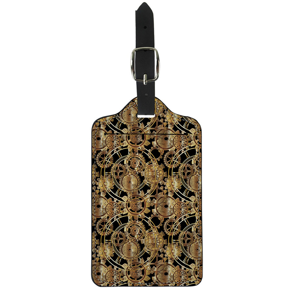 Steampunk Clock Gears Print Luggage Tag