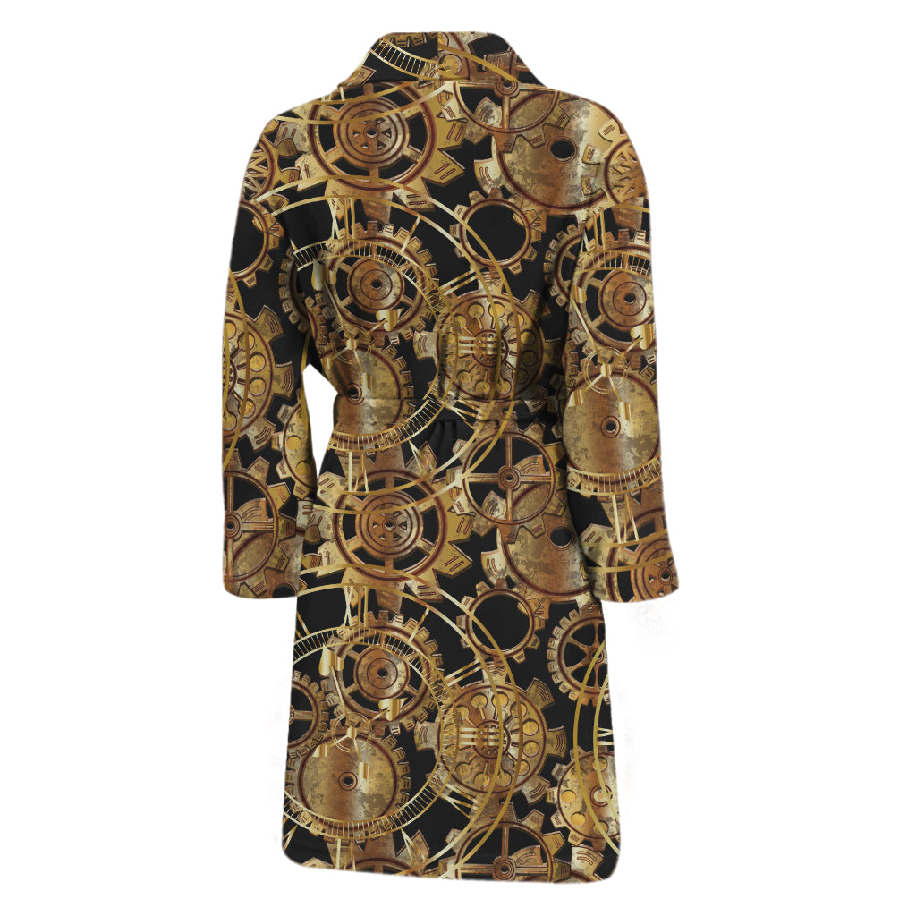 Steampunk Clock Gears Print Men's Bathrobe