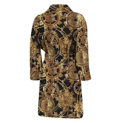 Steampunk Clock Gears Print Men's Bathrobe