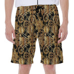 Steampunk Clock Gears Print Men's Beach Shorts