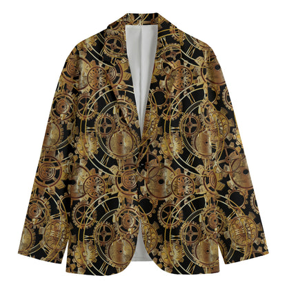 Steampunk Clock Gears Print Men's Blazer