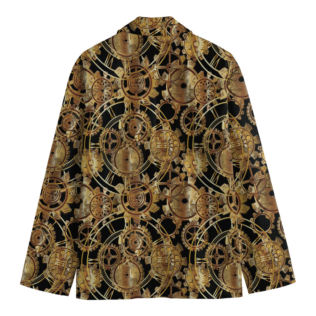 Steampunk Clock Gears Print Men's Cotton Blazer