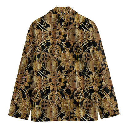 Steampunk Clock Gears Print Men's Cotton Blazer