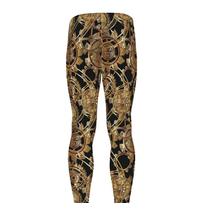 Steampunk Clock Gears Print Men's leggings