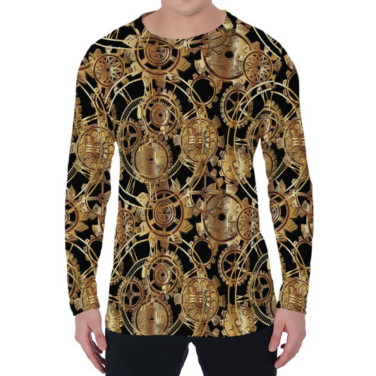 Steampunk Clock Gears Print Men's Long Sleeve T-Shirt