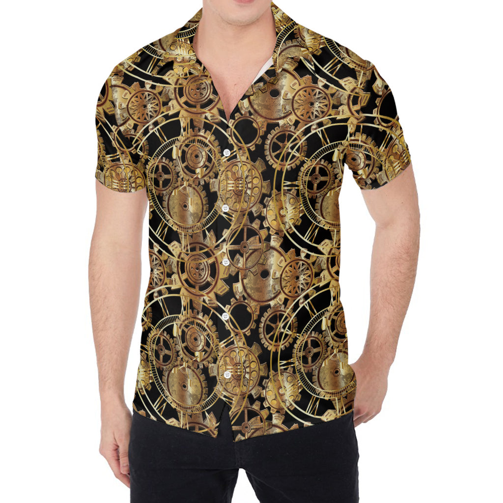 Steampunk Clock Gears Print Men's Shirt