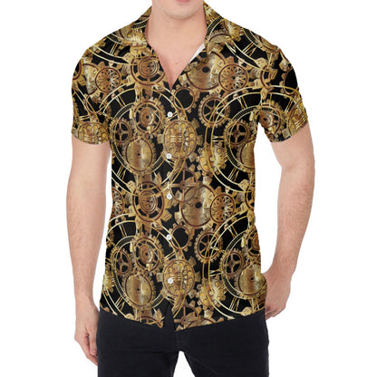 Steampunk Clock Gears Print Men's Shirt