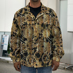 Steampunk Clock Gears Print Men's Shirt Jacket