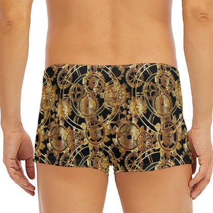 Steampunk Clock Gears Print Men's Short Boxer Briefs