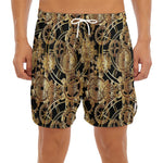 Steampunk Clock Gears Print Men's Split Running Shorts
