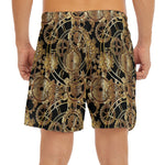 Steampunk Clock Gears Print Men's Split Running Shorts