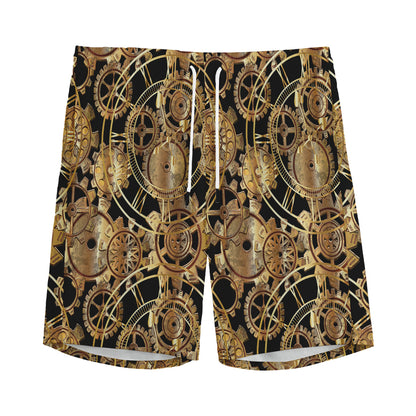 Steampunk Clock Gears Print Men's Sports Shorts