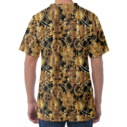 Steampunk Clock Gears Print Men's Velvet T-Shirt