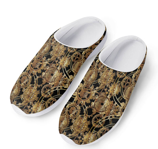 Steampunk Clock Gears Print Mesh Casual Shoes