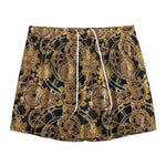 Steampunk Clock Gears Print Mesh Shorts