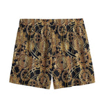 Steampunk Clock Gears Print Mesh Shorts