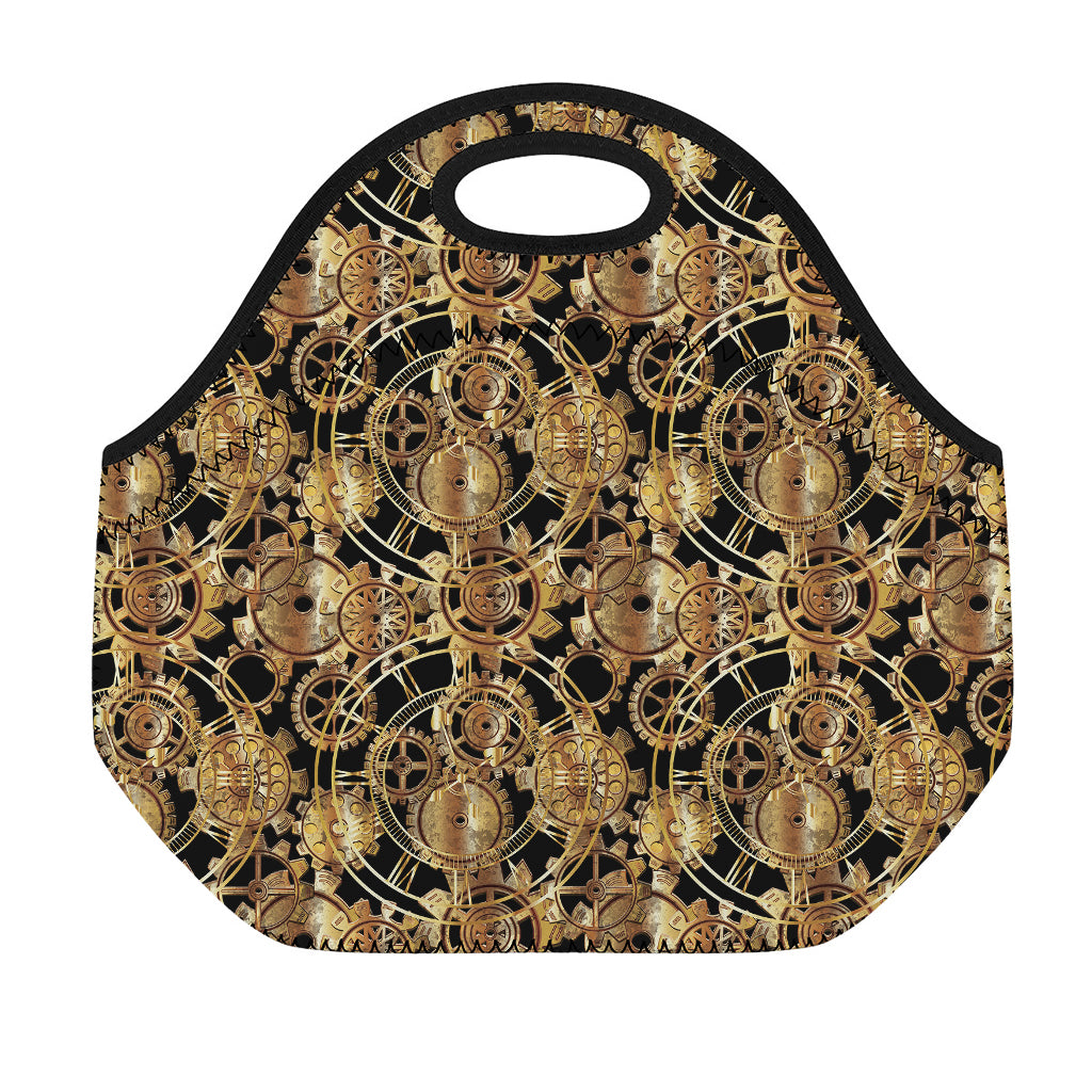 Steampunk Clock Gears Print Neoprene Lunch Bag