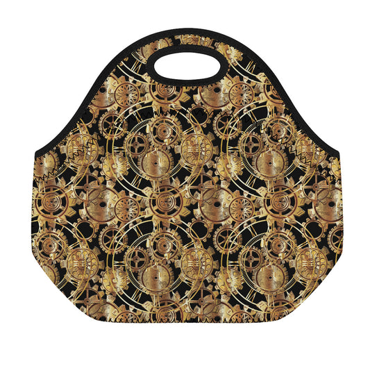 Steampunk Clock Gears Print Neoprene Lunch Bag