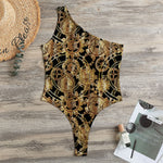 Steampunk Clock Gears Print One Shoulder Bodysuit