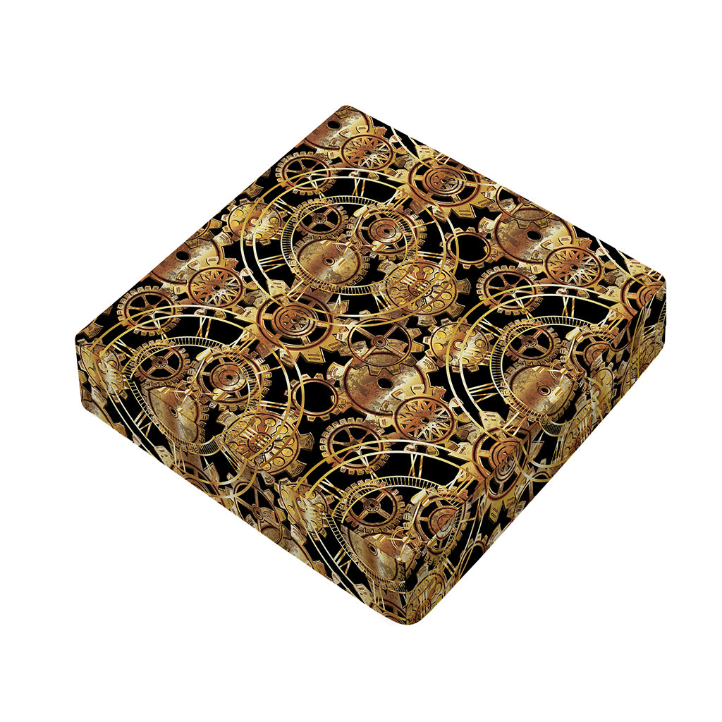 Steampunk Clock Gears Print Outdoor Seat Cushion Cover