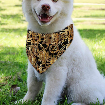 Steampunk Clock Gears Print Over The Collar Dog Bandana