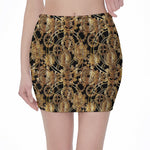 Steampunk Clock Gears Print Pencil Mini Skirt