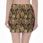 Steampunk Clock Gears Print Pencil Mini Skirt
