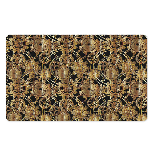 Steampunk Clock Gears Print Polyester Doormat